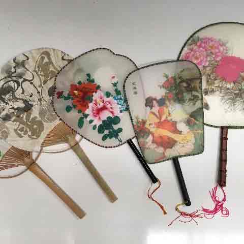 FAN, Asian Style - Japanese Painted Silk Hand Fan