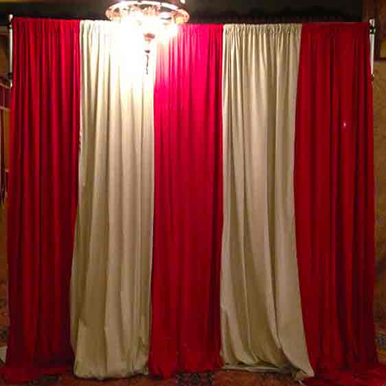 BACKDROP, Curtain - Red and White 6m x 3m