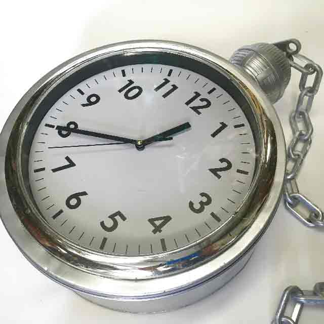 POCKET WATCH, Oversize Silver 35cm diameter w Chain