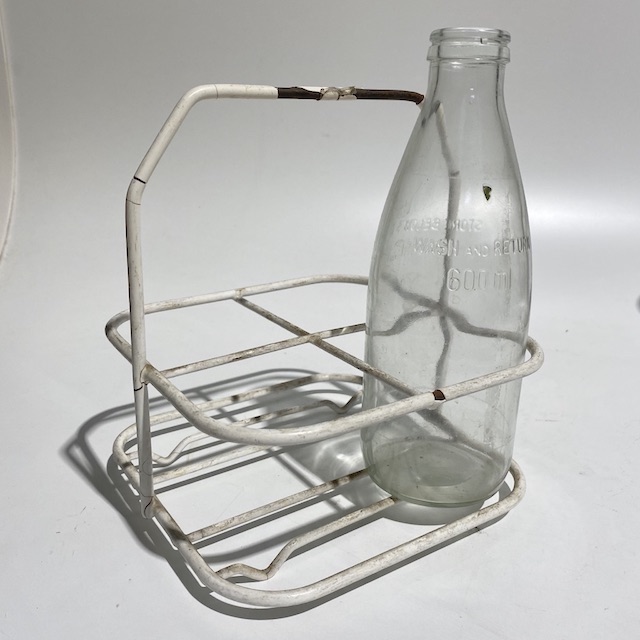 Vintage Glass Milk Bottles and Carrier Food Props 3D