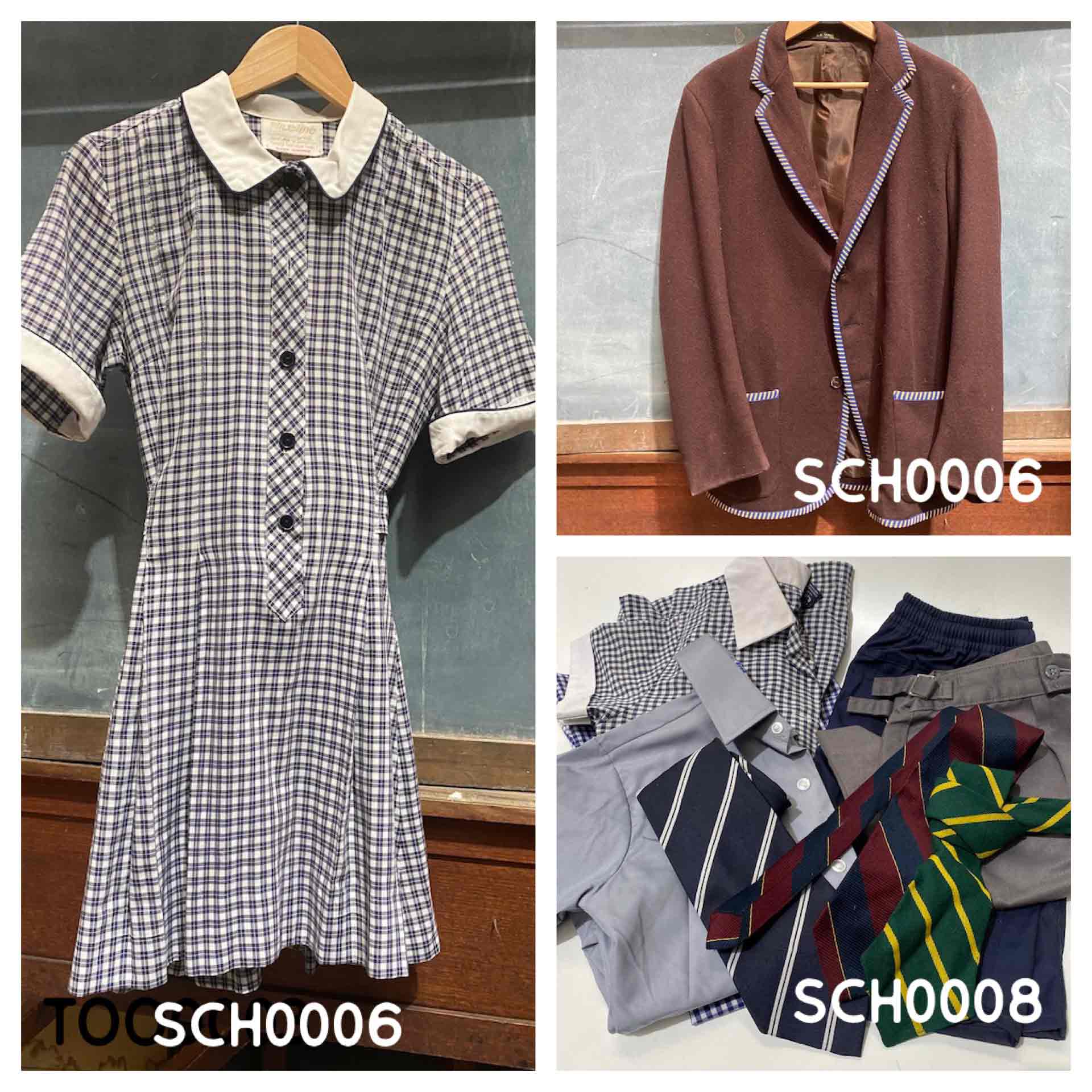 SCHOOL UNIFORM, Blazer / SCH0007 - Dress, Navy Check / SCH0008 - Shirt, Tie, Shorts