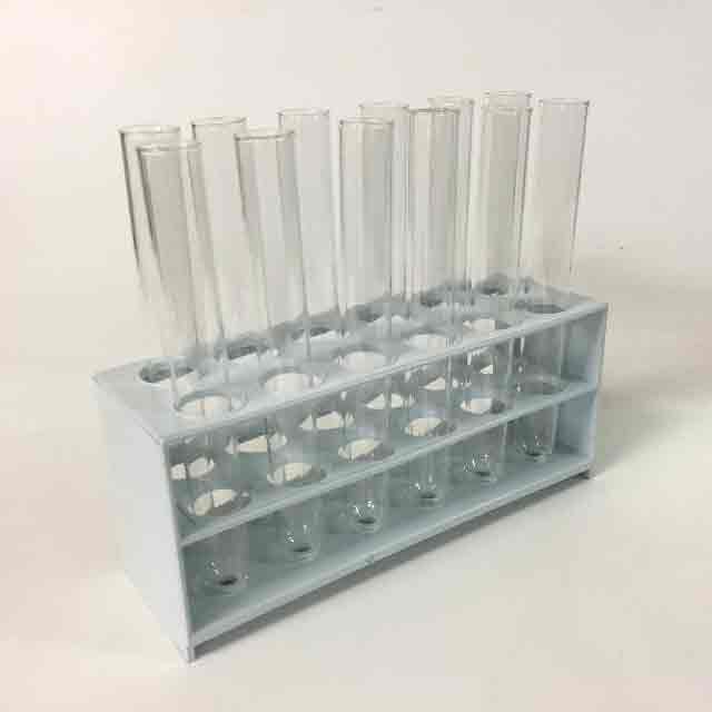 TEST TUBE RACK, Pale Grey w 12 Test Tubes