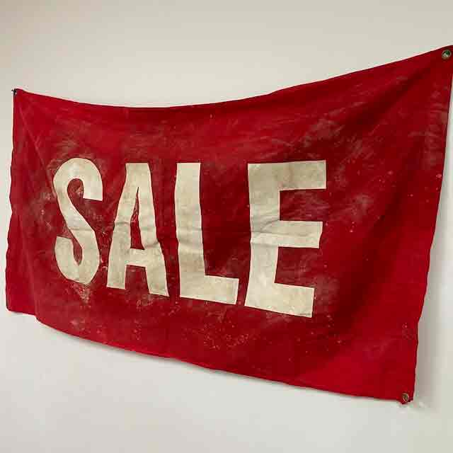 SIGN, Banner - SALE Red & White (Aged) 60 x 120cm