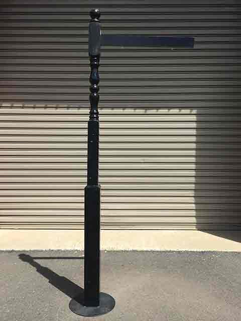 SIGN POST, Turned Post Black 2.5m H w Straight 75cm Arm (Freestanding)