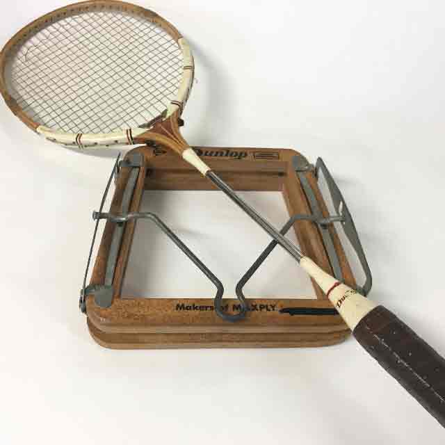 BADMINTON, Racquet Wooden Dunlop 1970s - 1980s and BAD0012 - BADMINTON, Racquet Press - Wooden Dunlop