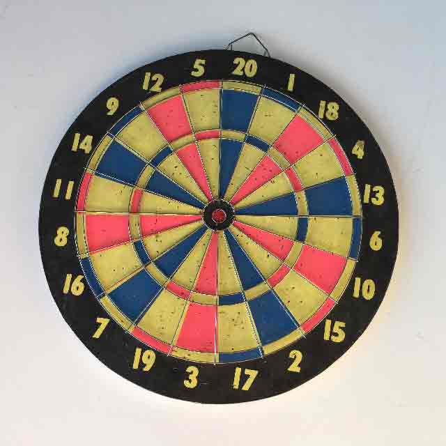 DARTBOARD, Pink Blue Yellow 38cmD 