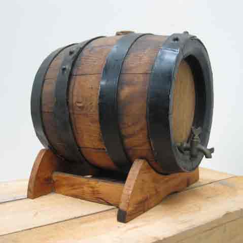 BARREL, Timber Keg w Tap on Stand