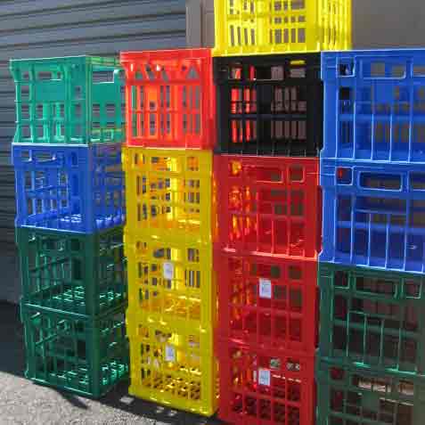 CRATE, Plastic Milk Crates - Assorted Colours